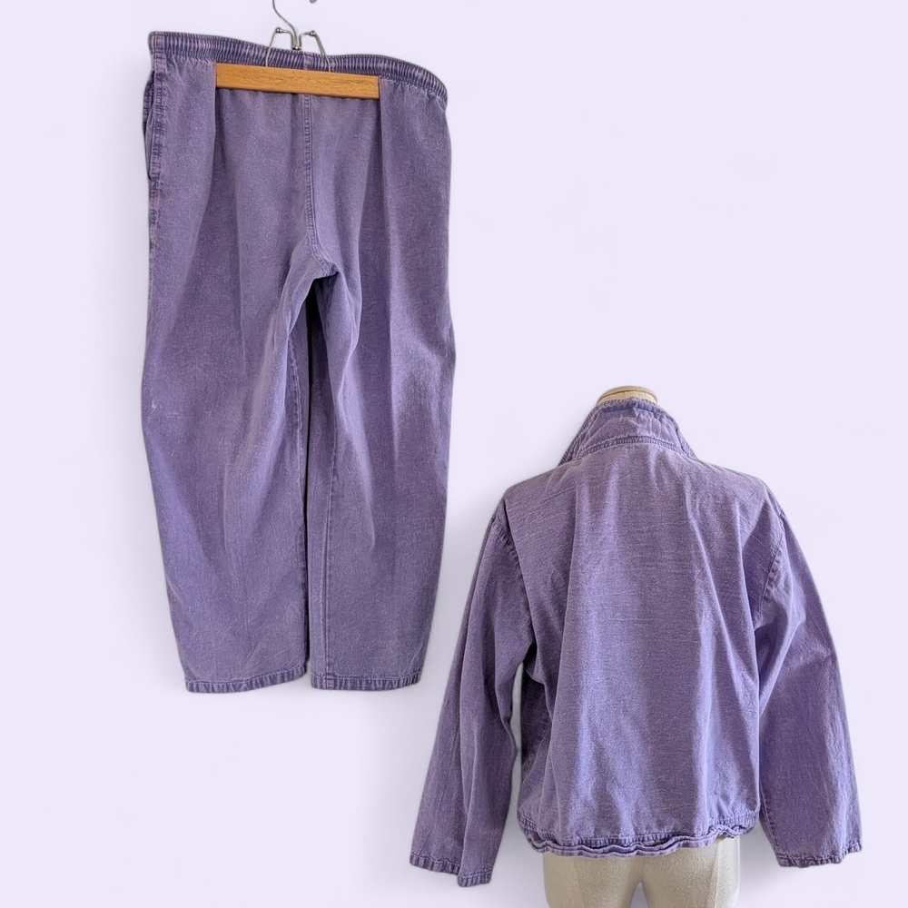 VTG 90s Sea Breeze California Purple Cotton Denim Set USA Made Coastal Resort - Picture 2 of 13
